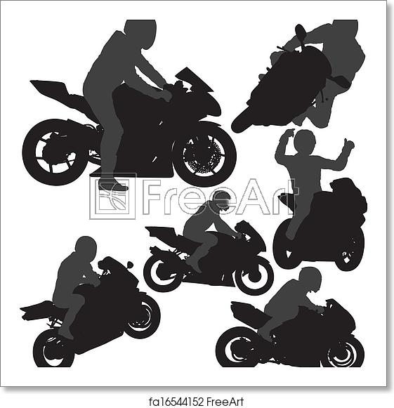 561x581 Free Art Print Of Biker Vector Silhouettes Motorcycle Rider