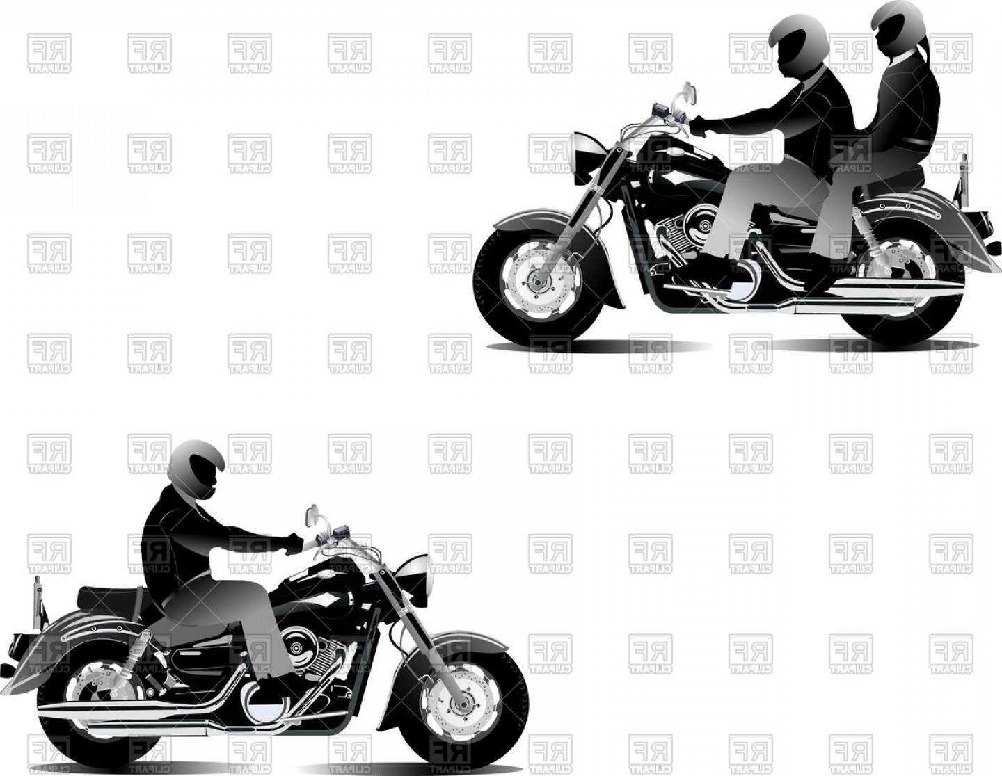 1440x1116 Motorcyclists On Chopper Motorcycle Bikers Vector Clipart