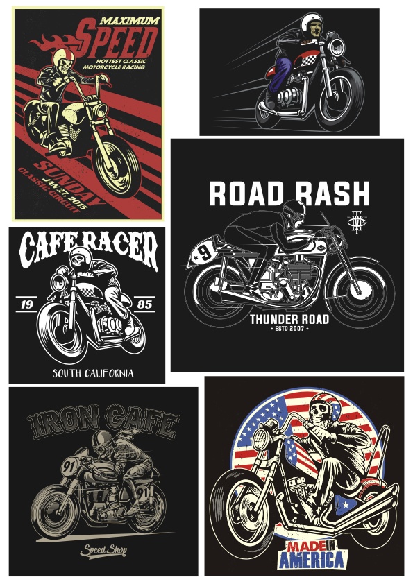 595x842 Retro Biker Vector Set Free Vector Download In Cdr