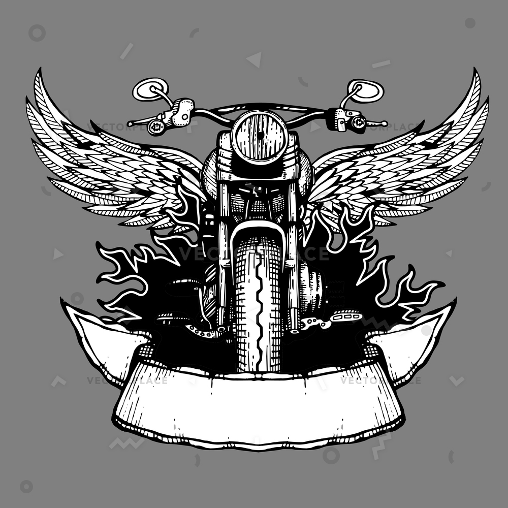 1000x1000 Vintage Biker Label Emblem Logo Badge Vector Illustration