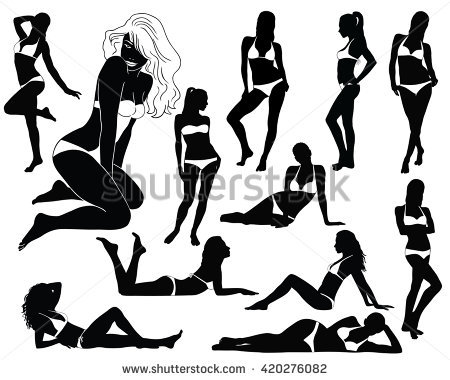450x380 Bikini Female Outline Clipart Collection