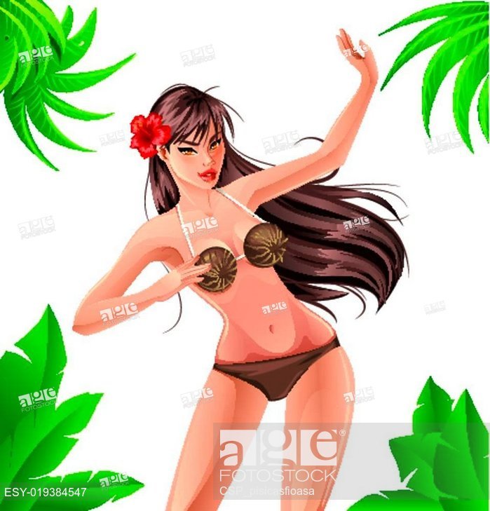 699x729 Coconut Bikini Girl, Stock Vector, Vector And Low Budget Royalty