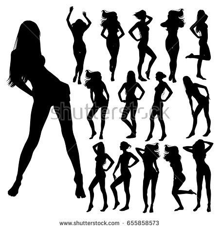 Collection Of Many Black Vector Silhouettes Of Beautiful Women 450x470 Collection Of Many Black Vector Silhouettes Of Beautiful Women