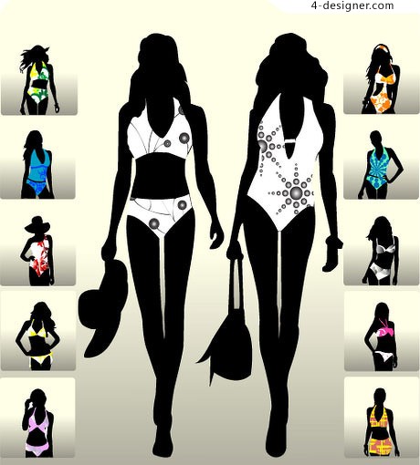 460x510 Designer Fashion Sexy Bikini Beauty Silhouette Vector Material