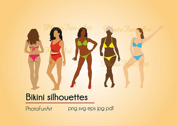 570x403 Bikini Silhouette Png Vector Graphic Women Swimsuit Bikini Etsy