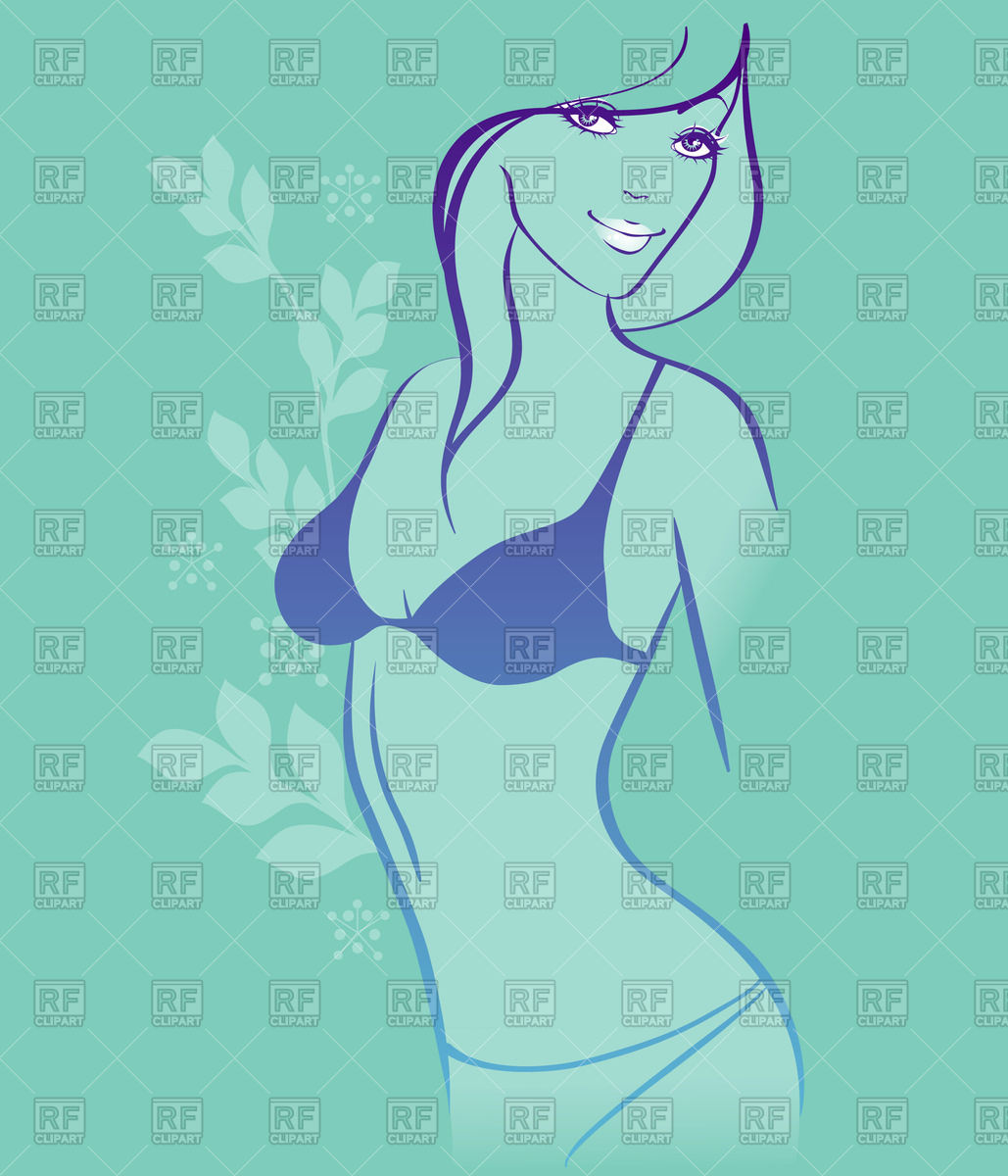 Silhouette Of A Beautiful Girl In Bikini On Blue Background Vector 1029x1200 Silhouette Of A Beautiful Girl In Bikini On Blue Background Vector