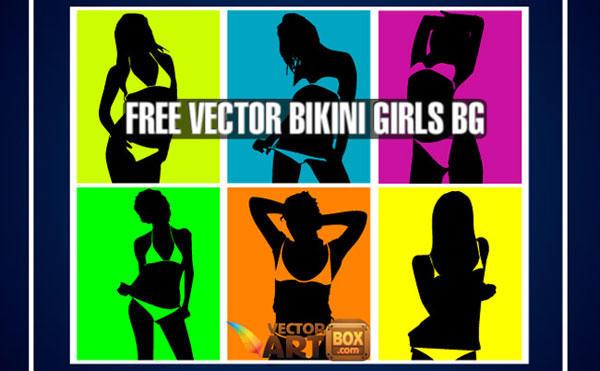 Vector Bikini Girls Pop Art Style Background 600x371 Vector Bikini Girls Pop Art Style Background
