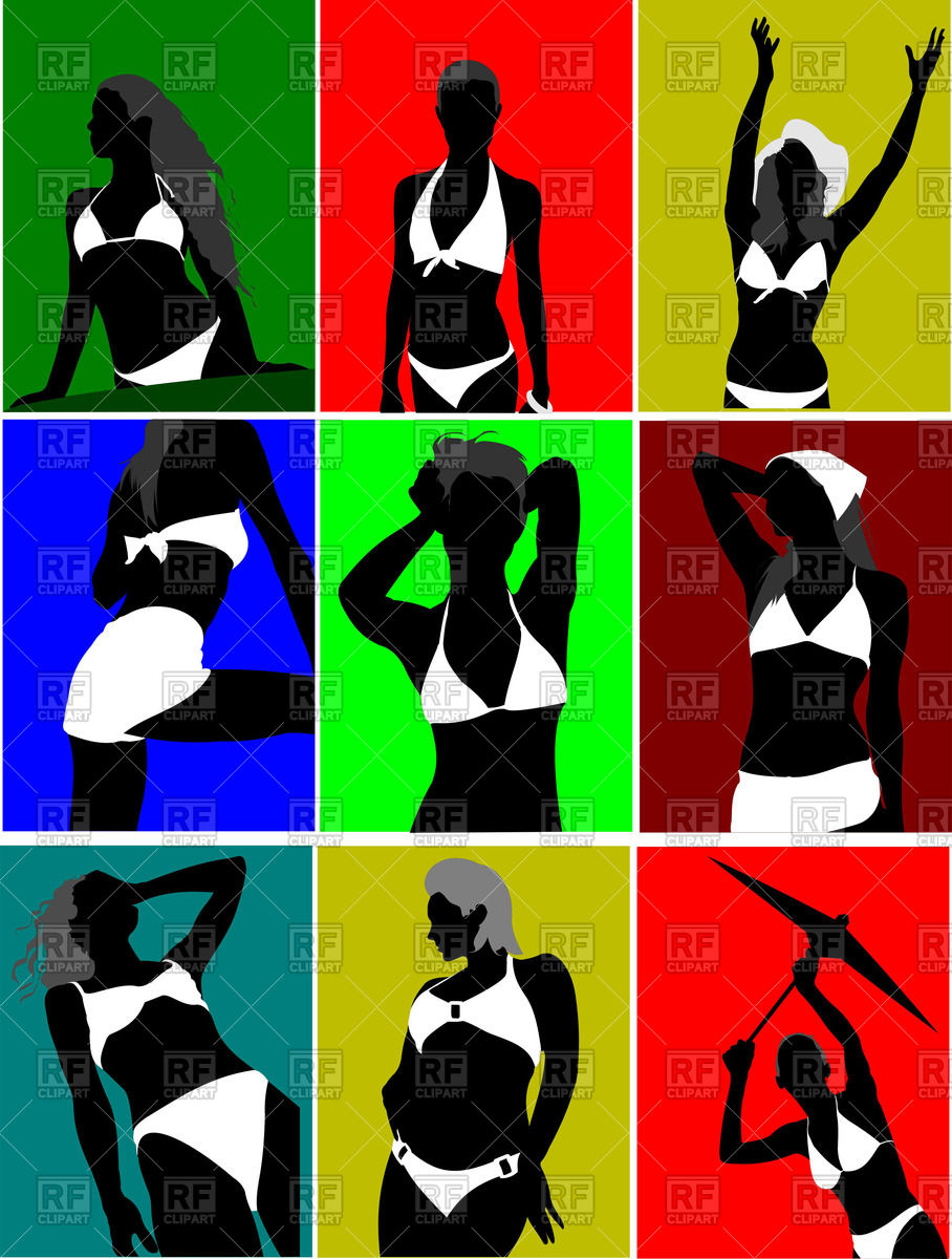 908x1200 Women's Silhouettes In Bikini Vector Image Of People Leonido