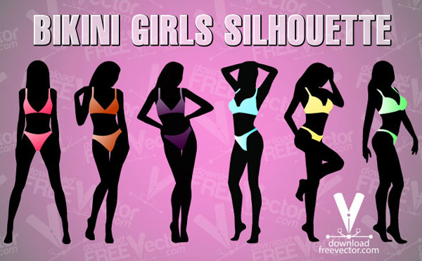 600x371 Bikini Girls Vector Clip Arts, Clip Art