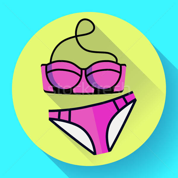 600x600 Fashionable Women Swimsuit Bikini Vector Icon Flat Design Style