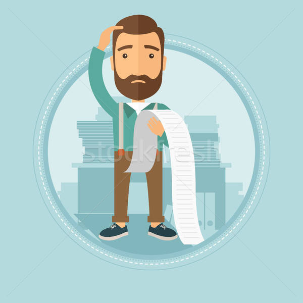 600x600 Businessman Holding Long Bill Vector Illustration Vector