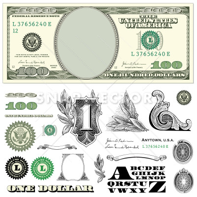 400x400 Vector Dollar Bill Template Set