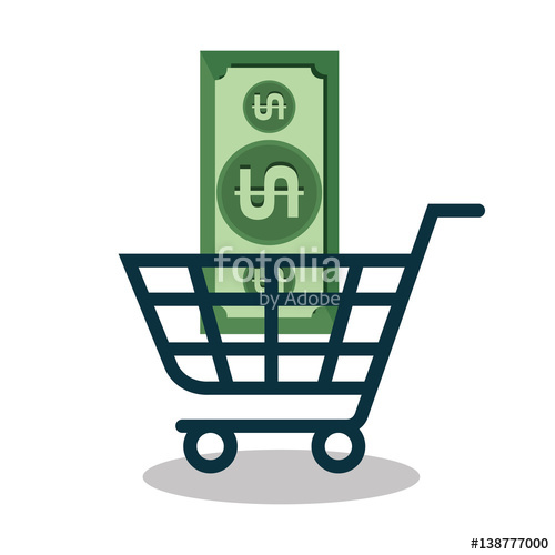 500x500 Cart Shopping With Bill Vector Illustration Design Stock Image