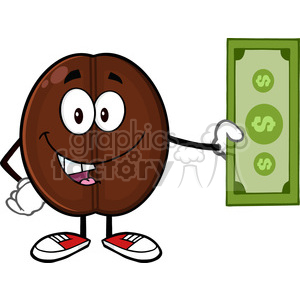 300x300 Illustration Coffee Bean Cartoon Mascot Character Holding A Dollar