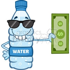 300x300 Of A Water Plastic Bottle Cartoon Mascot Character With Sunglasses