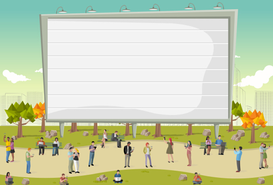 533x362 Parque People With Big Billboard Vector Free Download
