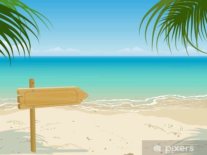 700x525 Seascape Scene With Wooden Arrow Billboard Vector Wall Mural