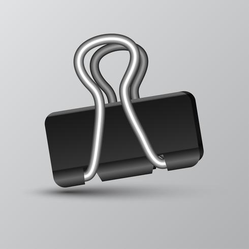 490x490 Black Binder Clip On Grey Background, Vector