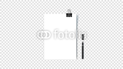 400x225 Empty Paper Blank With Binder Clip Isolated On Transparent