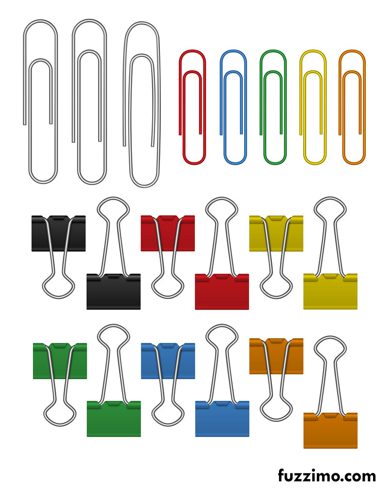 805x1024 Vector Paper Clips + Binder Clips