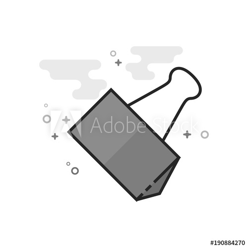 500x500 Binder Clip Icon In Flat Outlined Grayscale Style Vector