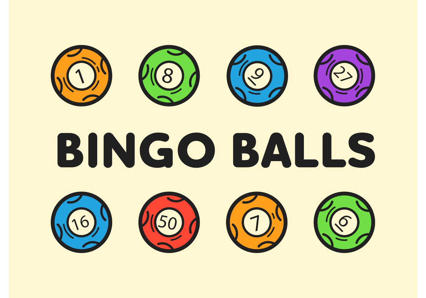1400x980 Bingo Balls Editable Vector Icons