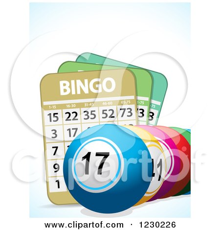 450x470 Clipart Of Bingo Balls And Cards Over Shading