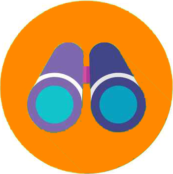 351x352 Flat Vector Icon Of Binoculars With Long Shadow Pods