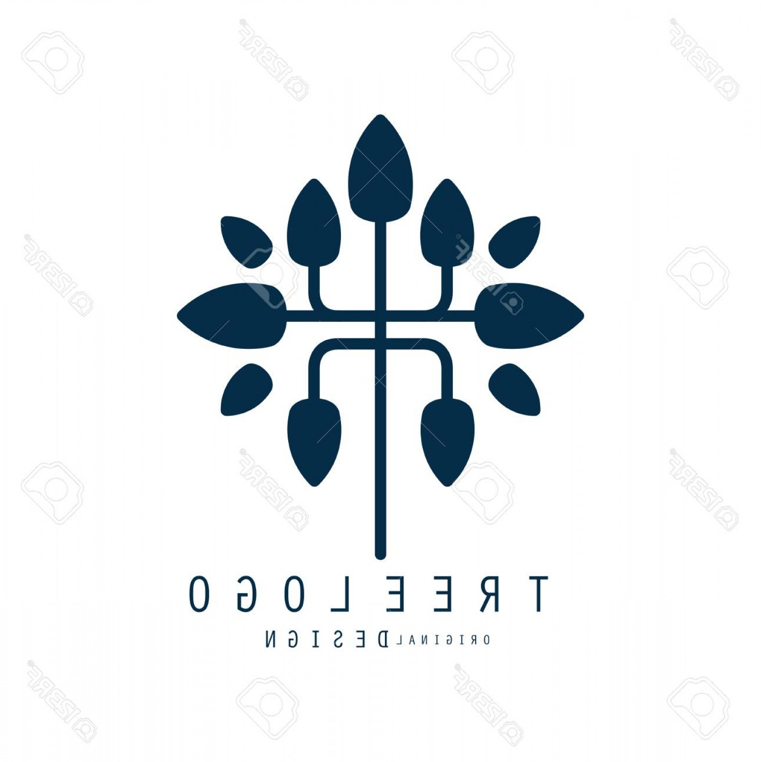 Photostock Vector Tree Logo Original Design Blue Eco Bio Badge 1558x1560 Photostock Vector Tree Logo Original Design Blue Eco Bio Badge