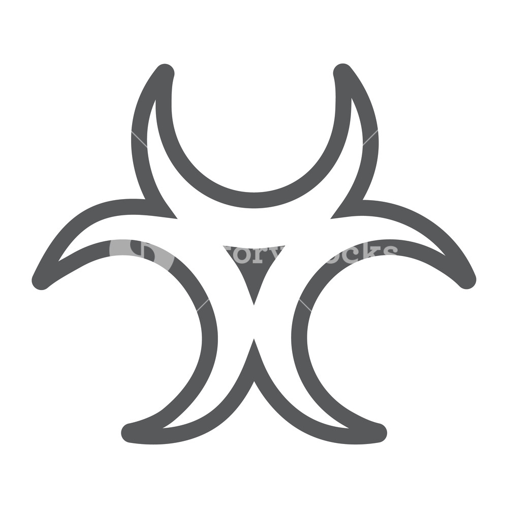 1000x1000 Biological Threat Line Icon, Alert And Symbol, Biohazard Sign
