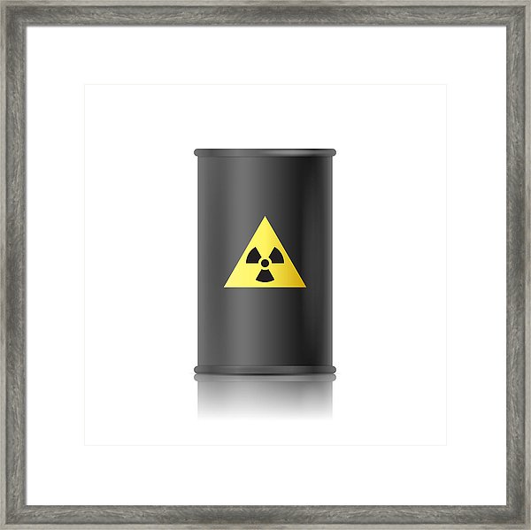 600x599 Black Barrel With Biohazard Sign Vector Illustration Framed