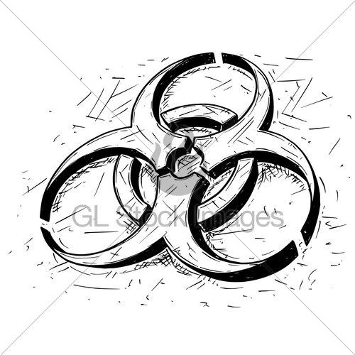 500x500 Biohazard Symbol Vector Cartoon Drawing Gl Stock Images