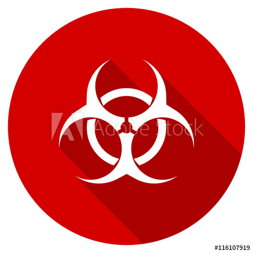 500x500 Flat Design Red Round Biohazard Vector Icon