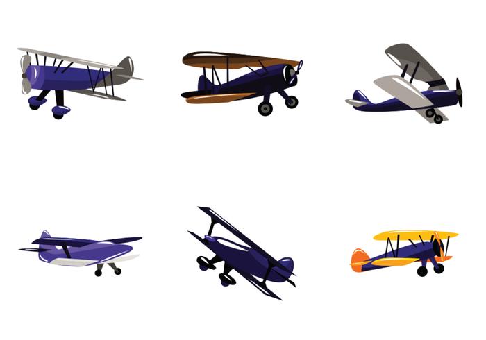 Vector Biplane Set 700x490 Vector Biplane Set