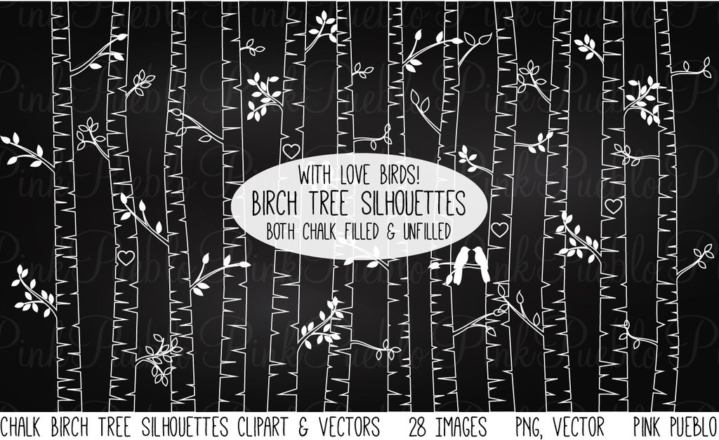 1024x628 Chalkboard Birch Tree Clipartvector Pinkpueblo