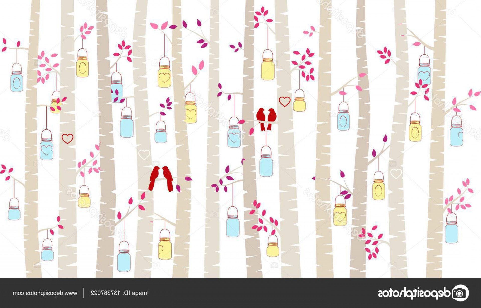 1920x1228 Stock Illustration Valentines Day Birch Tree Or Soidergi
