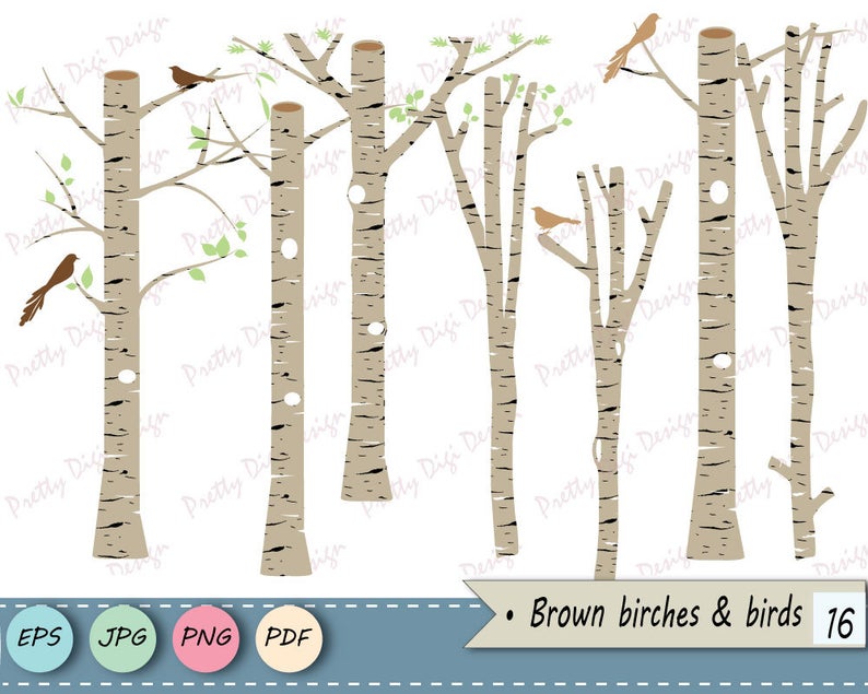 794x635 Brown Birch Clipart Tree Clipart Birch Vector Birch Png Etsy