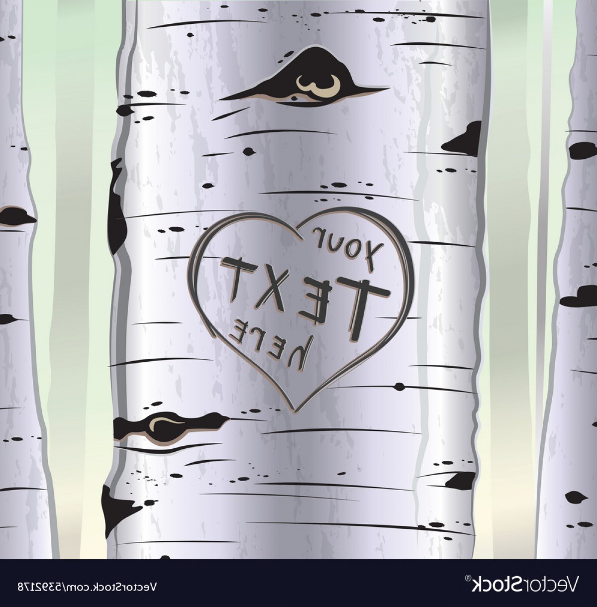 1200x1220 Birch Tree With Carved Hearts And Place For Text Vector Handandbeak
