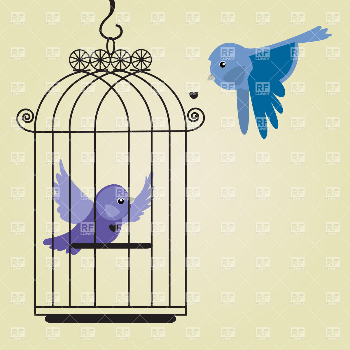 Blue Bird Inside Birdcage Vector Image Of Plants And Animals 1200x1200 Blue Bird Inside Birdcage Vector Image Of Plants And Animals