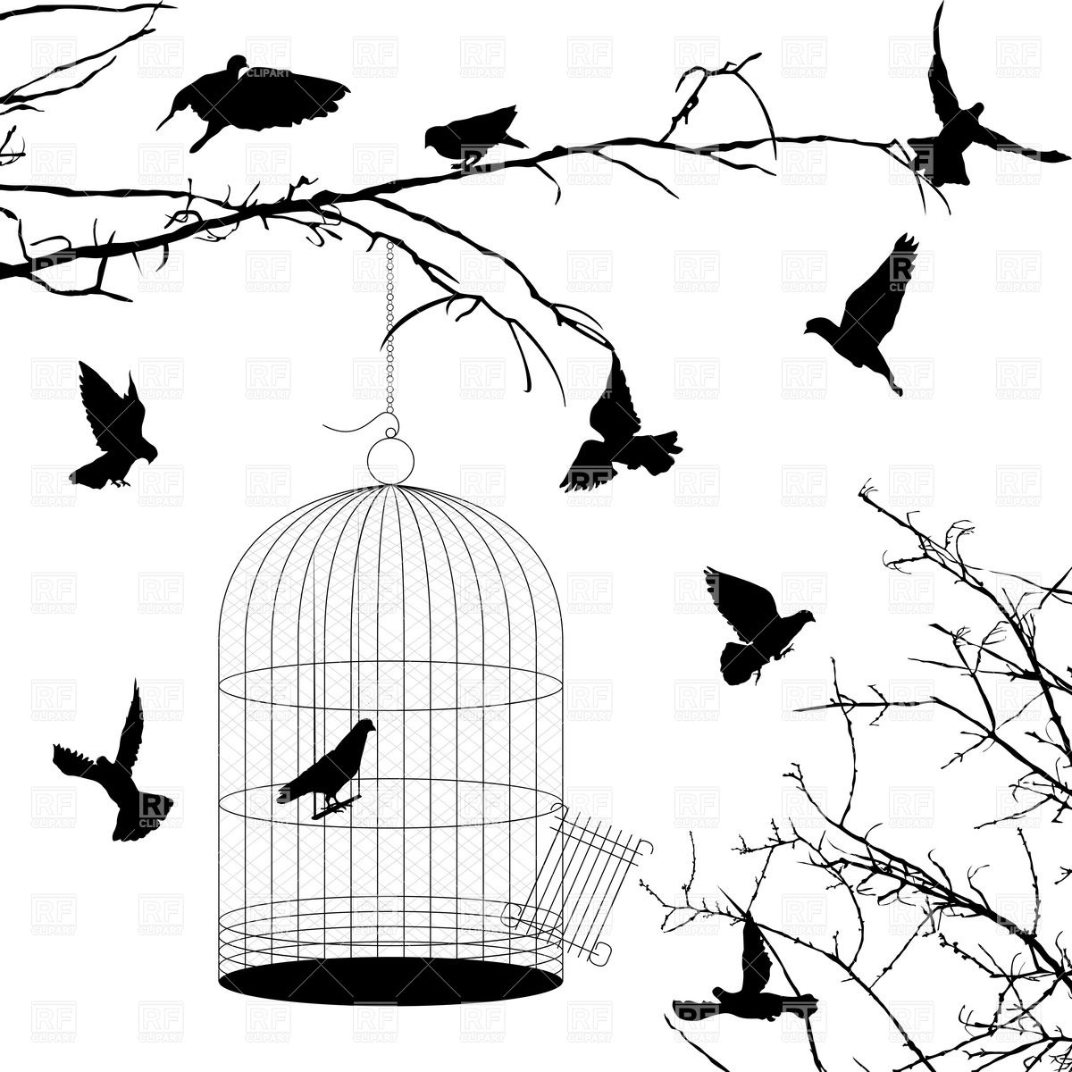 Silhouettes Of Pigeons And Birdcage 1200x1200 Silhouettes Of Pigeons And Birdcage