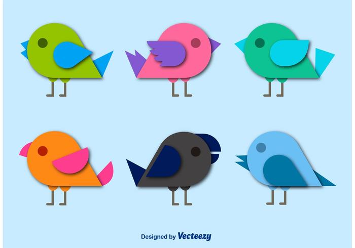 700x490 Birds Cartoon Flat Paper Style Vectors