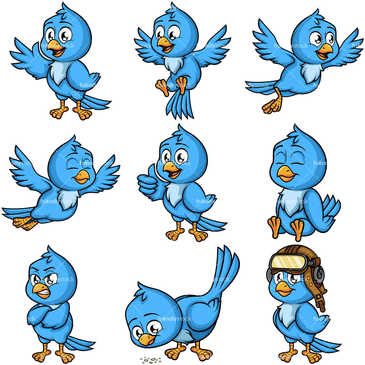 1200x1200 Blue Bird Cartoon Vector Clipart