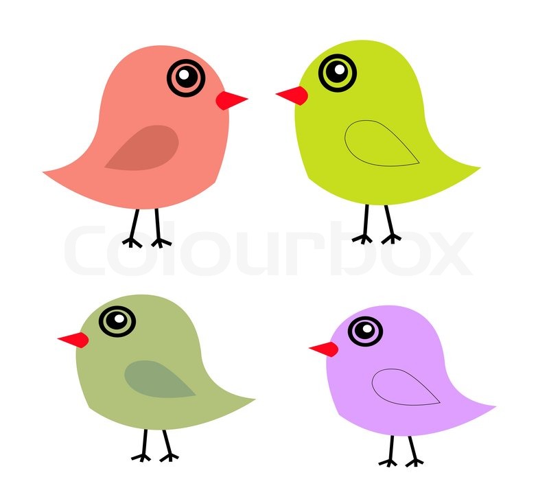 800x727 Cute Birds In Vector Cartoon Stock Vector Colourbox