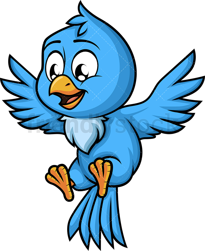 818x1000 Flying Blue Bird Cartoon Vector Clipart