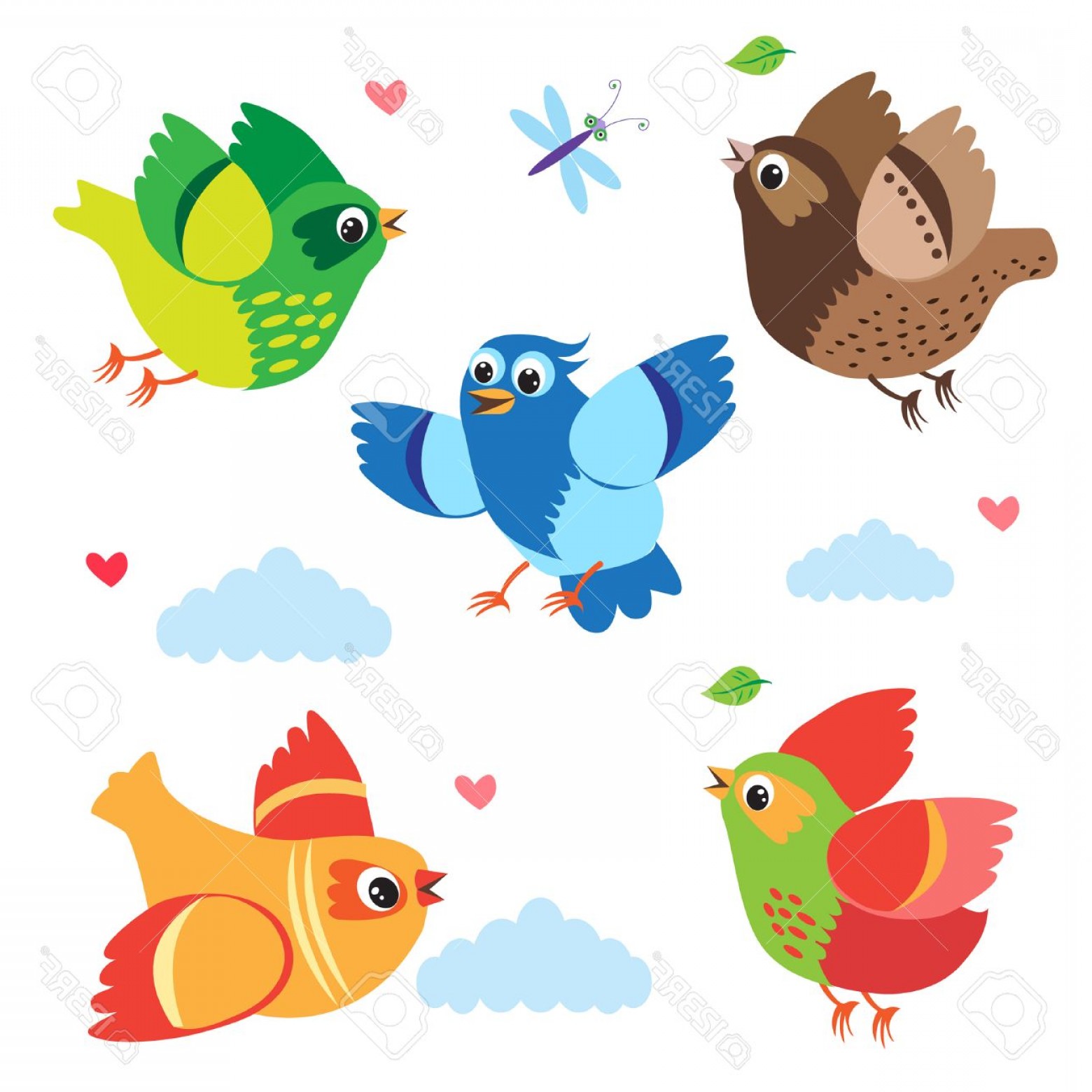 1560x1560 Photostock Vector Flying Colorful Birds Vector Birds Set Cartoon