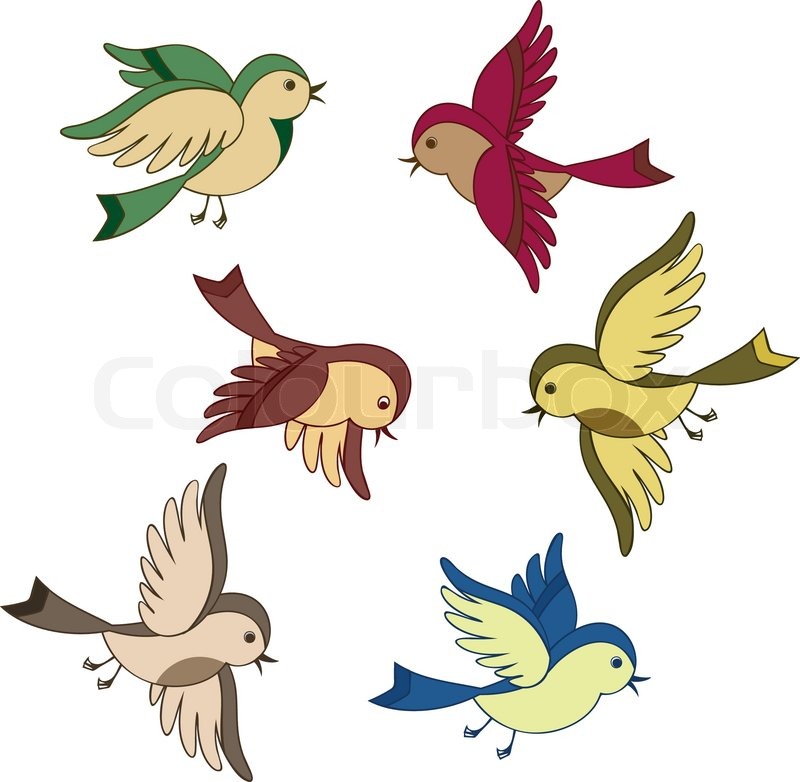 800x782 Set Of Flying Bird Cartoon Stock Vector Colourbox