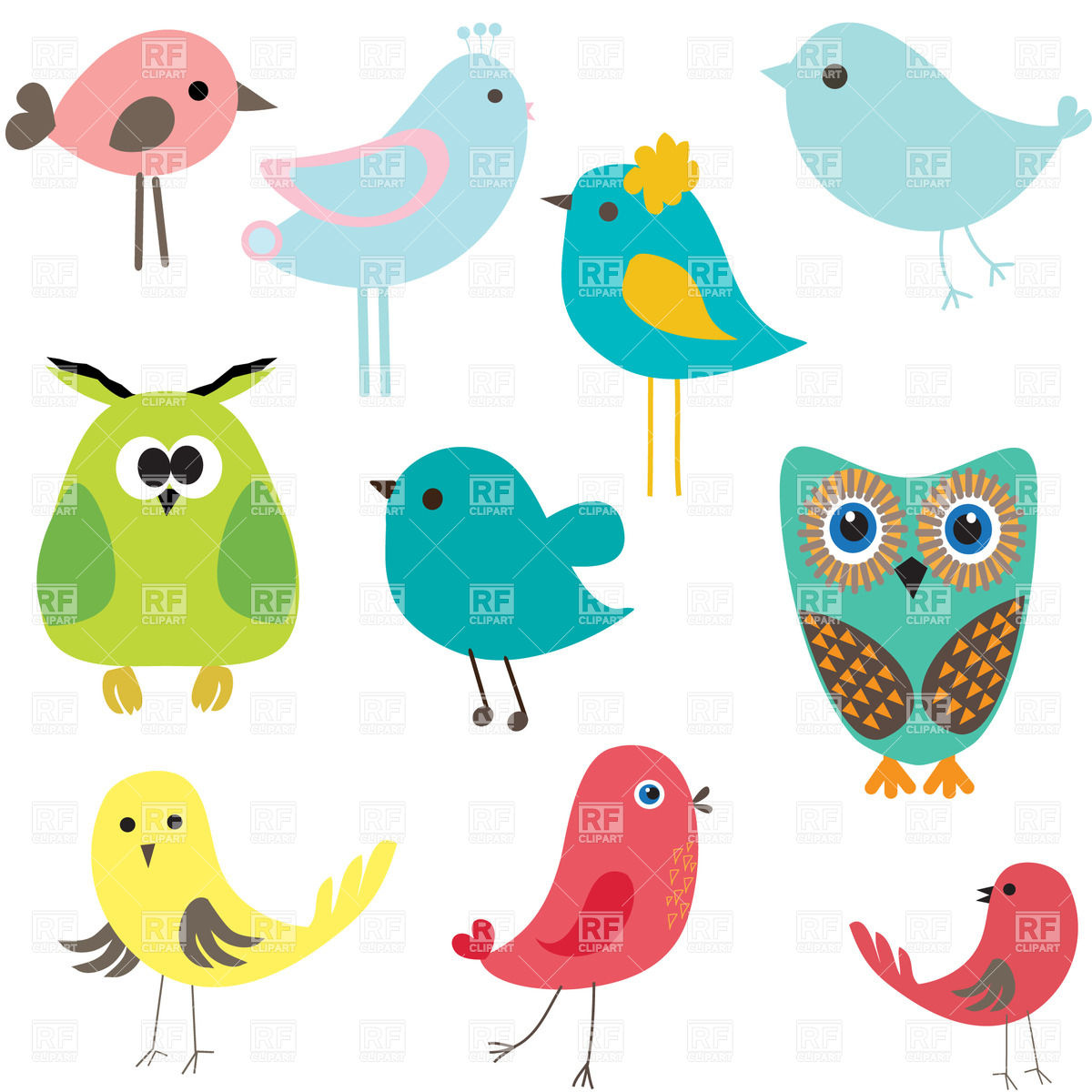 1200x1200 Stylized Cute Cartoon Birds Vector Image Of Plants And Animals