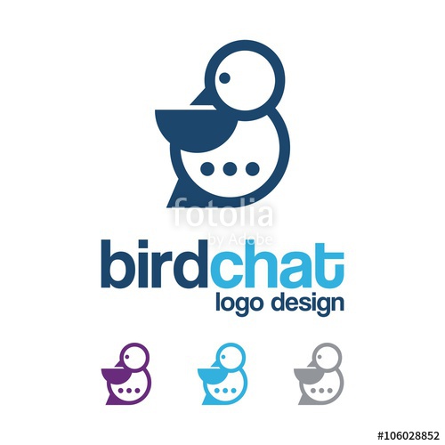 500x500 Chat Bird, Chat Logo, Bird Logo, Simple Design Logo Vector Stock
