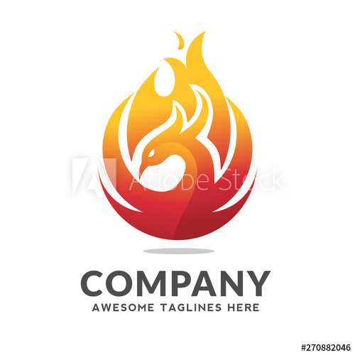 500x500 Phoenix Circle Logo Vector, Best Circle Phoenix Bird Logo Design