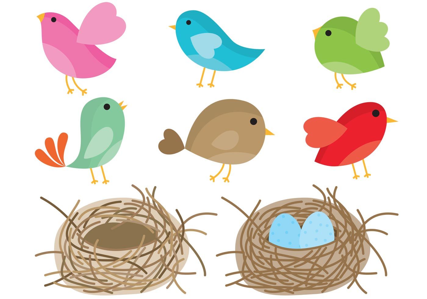 1400x980 Birds In Nest Vector River View Glass Cartoon Birds, Cartoon